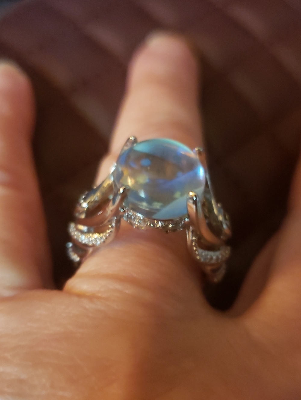 Two 925 Moonstone Rings - Picture 2 of 4